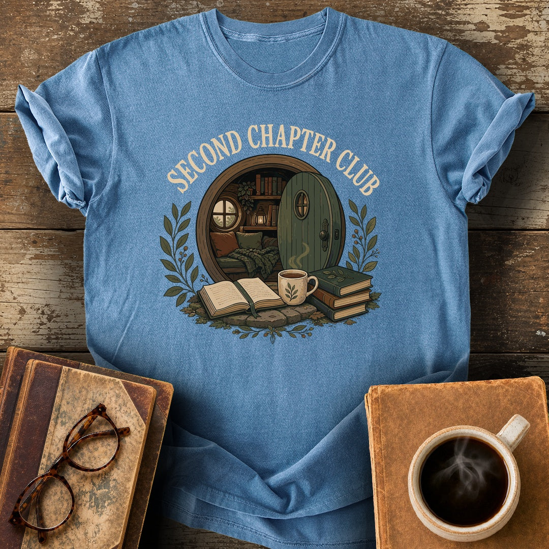 Second Chapter Club Tee - blue jean shirt mockup